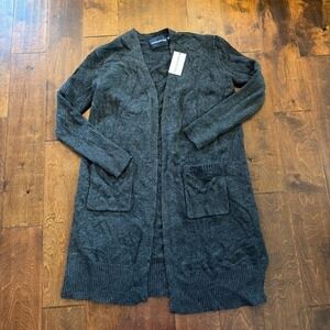 Calvin Klein Charcoal Grey Longline Cardigan Sweater Lambswool‎ Small